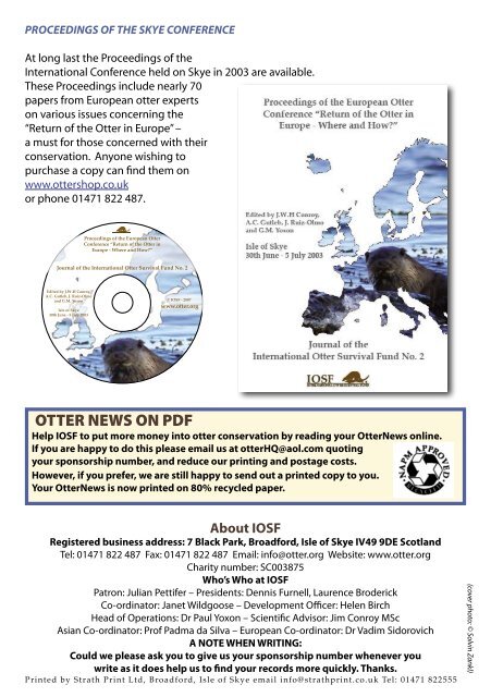 OTTER NEWS - The International Otter Survival Fund