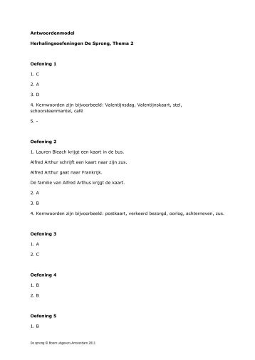 Antwoordenmodel Herhalingsoefeningen De Sprong ... - NT2.nl