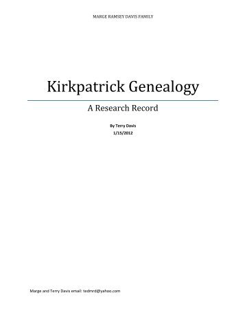 Kirkpatrick - Davis Genealogy Home Page