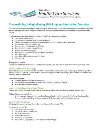 Traumatic Psychological Injury (TPI) Program