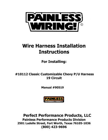 Wire Harness Installation Instructions - Painless Wiring