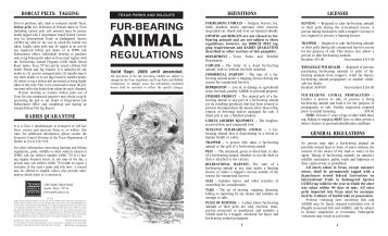 Fur-Bearing Animal Regulations - Texas Parks & Wildlife Department