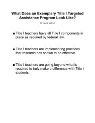 What Does an Exemplary Title I Program Look Like