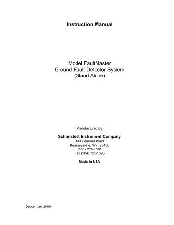 Instruction Manual Model FaultMaster Ground-Fault Detector System ...