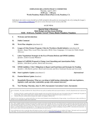 EMPLOYEE RELATIONS POLICY COMMITTEE Thursday, April 4 ...