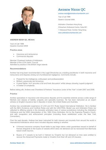Andrew Neish QC - Arbitration Chambers Hong Kong