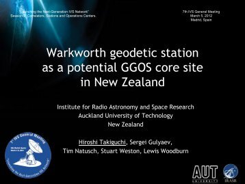 Warkworth geodetic station as a potential GGOS core site in New ...