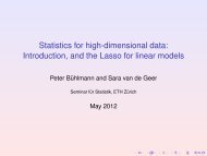 Statistics for high-dimensional data - Seminar fÃ¼r Statistik - ETH ZÃ¼rich