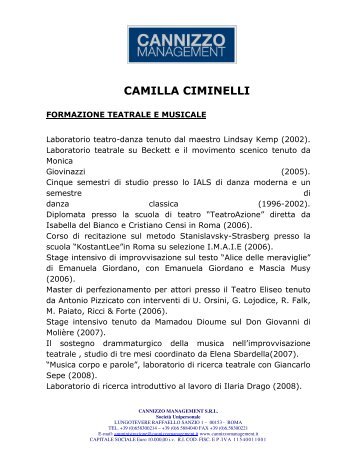 CV Camilla Ciminelli - Cannizzo Management