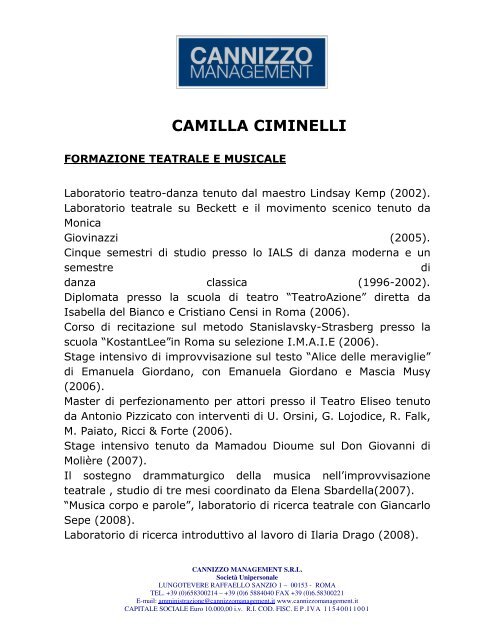 CV Camilla Ciminelli - Cannizzo Management