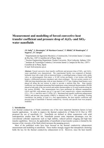 Measurement and modelling of forced convective heat transfer ...