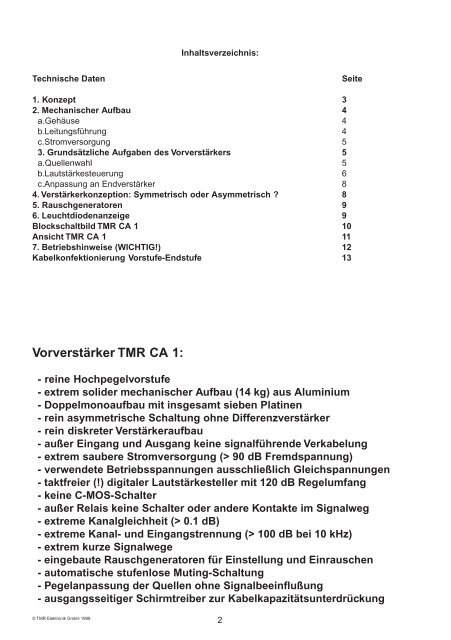 Vorverstärker TMR CA 1 -  TMR Elektronik GmbH