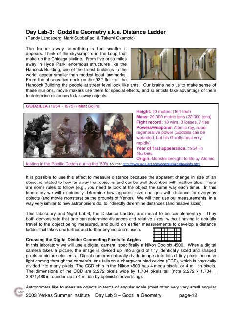 Day Lab-3: Godzilla Geometry a.k.a. Distance Ladder - KICP