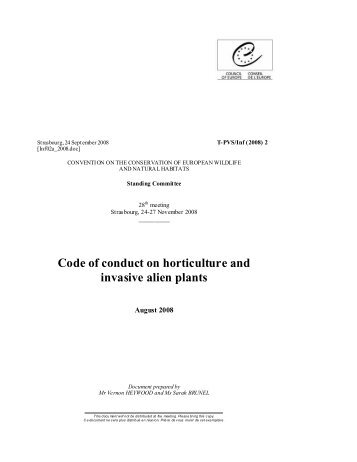 Code of conduct on horticulture and invasive alien plants in Europe