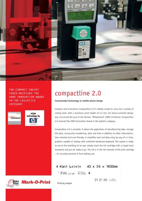 Compactline 2.0 brochure. - MGS Sistemas de Etiquetagem, Lda.