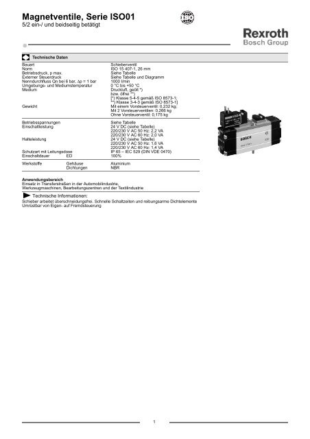 Magnetventile, Serie ISO01 - Bosch Rexroth