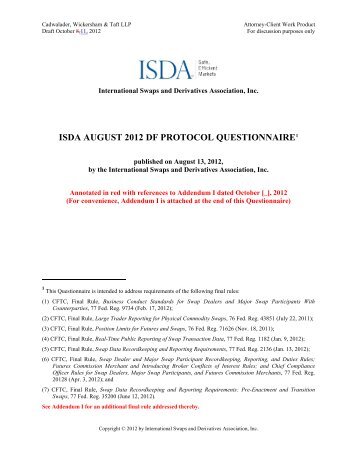 ISDA August 2012 DF Protocol Questionnaire