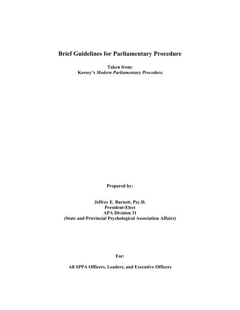 Abridged Guidelines for Parliamentary Procedure - New York State ...