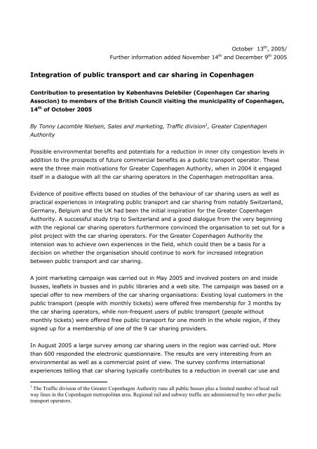 Integration of public transport and car sharing in Copenhagen - Movia