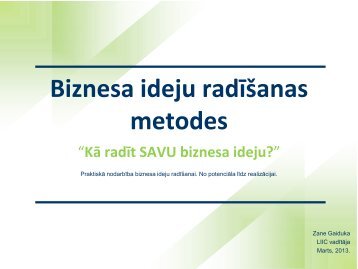 Biznesa ideju radÄ«Å¡anas metodes - Liic.lv