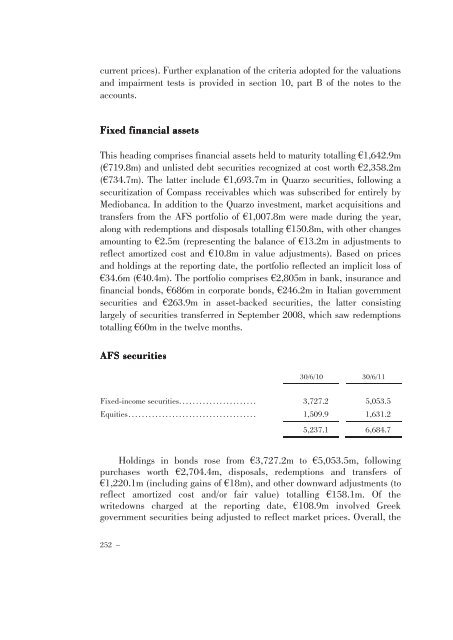 Annual Accounts and Report as at 30 June 2011 Draft - Mediobanca