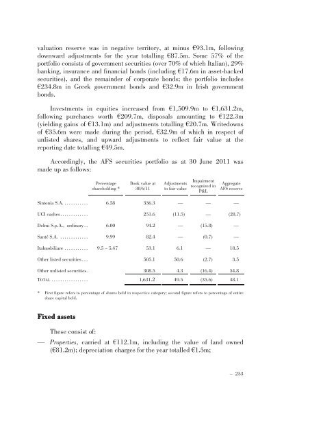 Annual Accounts and Report as at 30 June 2011 Draft - Mediobanca