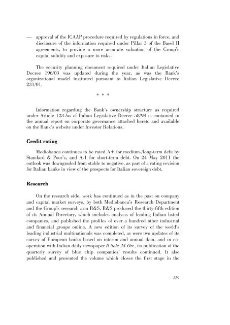 Annual Accounts and Report as at 30 June 2011 Draft - Mediobanca