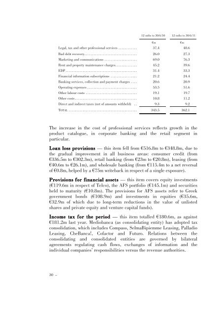 Annual Accounts and Report as at 30 June 2011 Draft - Mediobanca