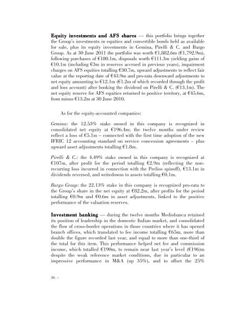 Annual Accounts and Report as at 30 June 2011 Draft - Mediobanca