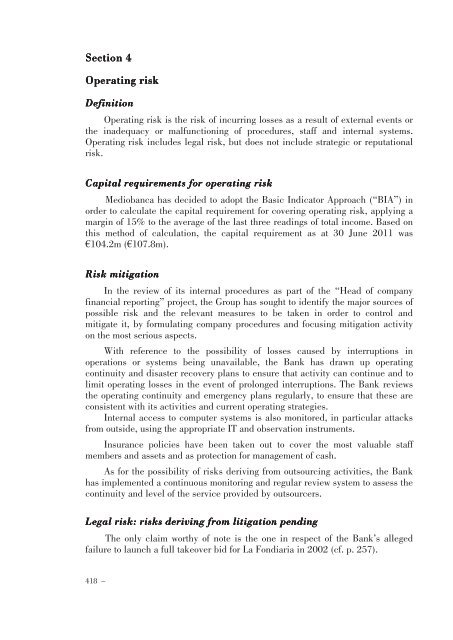 Annual Accounts and Report as at 30 June 2011 Draft - Mediobanca