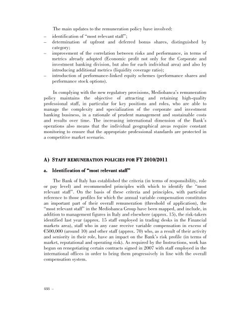 Annual Accounts and Report as at 30 June 2011 Draft - Mediobanca