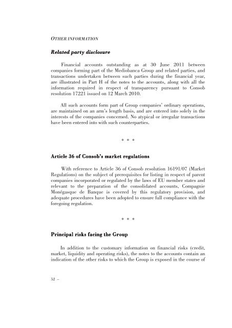 Annual Accounts and Report as at 30 June 2011 Draft - Mediobanca