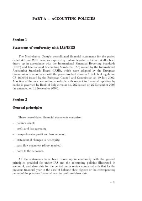 Annual Accounts and Report as at 30 June 2011 Draft - Mediobanca