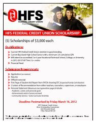 HFS Federal Credit Union Scholarship Application Form