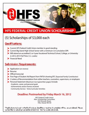 HFS Federal Credit Union Scholarship Application Form