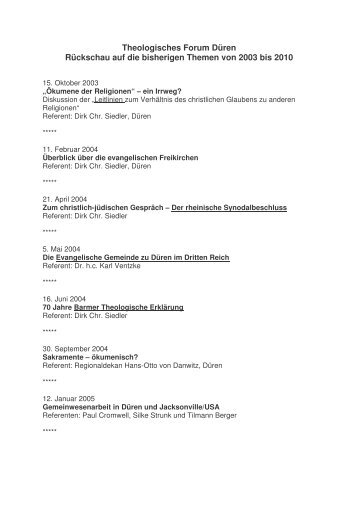 (Theologisches Forum D\374ren 2003-2010) - dirk-siedler