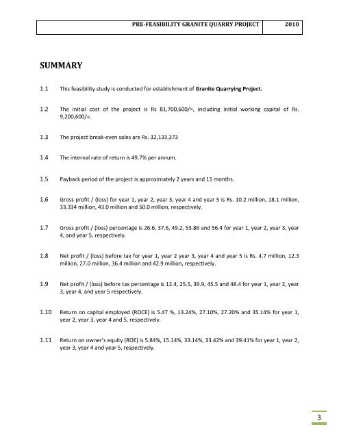 Pre-feasibility Granite Quarry Project - Sindh Board Of Investment ...