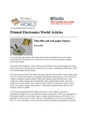 Printed Electronics World - Thin ﬁlm salt and paper battery