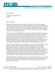 Letter from Sean Schafer, MESD Board Chair, to Jim Mabbott in ...