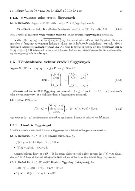 TÃ¶bbvÃ¡ltozÃ³s fÃ¼ggvÃ©nyek Jegyzet - PÃ©csi TudomÃ¡nyegyetem