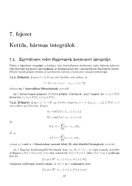 TÃ¶bbvÃ¡ltozÃ³s fÃ¼ggvÃ©nyek Jegyzet - PÃ©csi TudomÃ¡nyegyetem