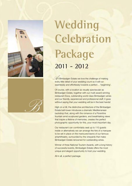 Wedding Celebration Package - Bimbadgen Estate