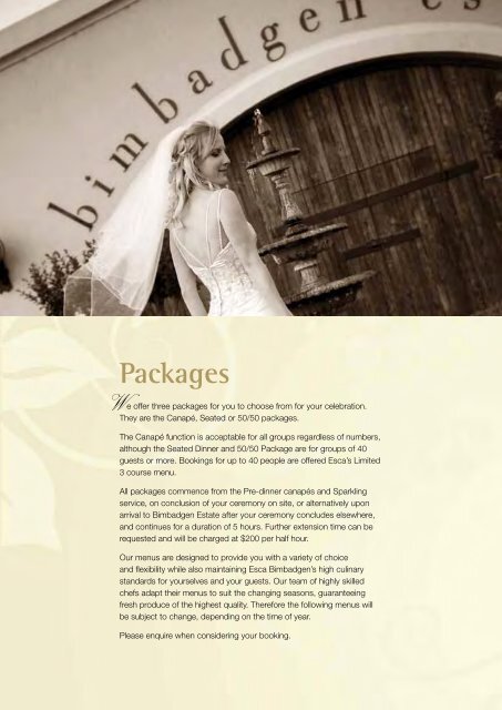 Wedding Celebration Package - Bimbadgen Estate