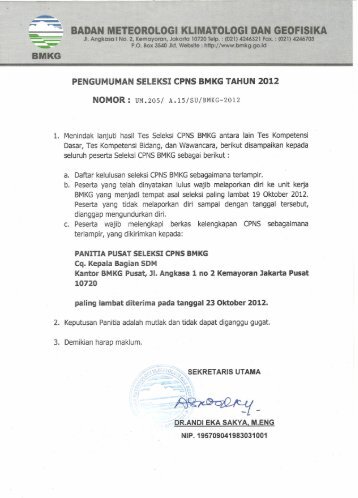 ~-- BADAN METEOROLOGI KLIMATOLOGI DAN GEOFISIKA - BMKG