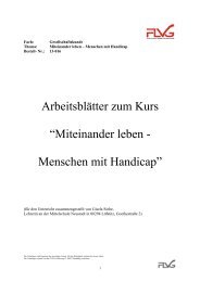 Arbeitsblätter zum Kurs “Miteinander leben - Menschen mit Handicap”