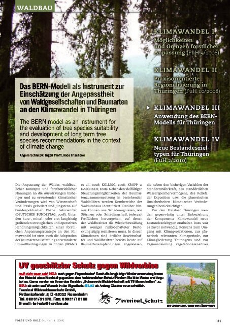Artikel 3 hier als pdf-Datei (2,9 MB) - Wald & Klima