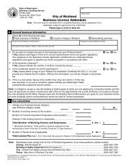 City of Richland Business License Addendum - Business Licensing ...