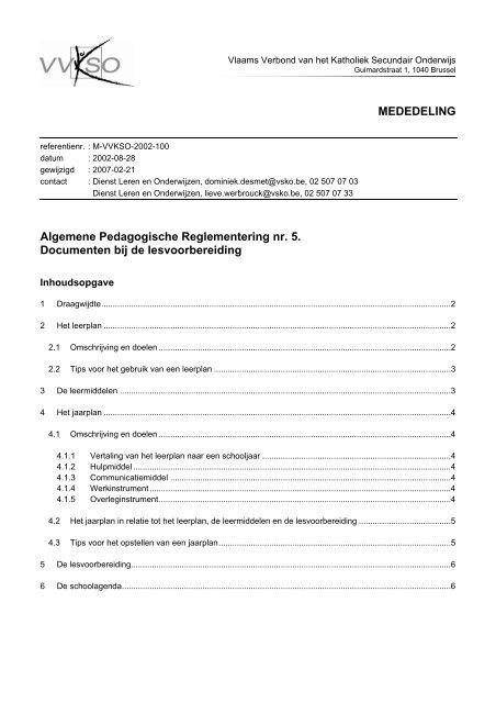 Documenten bij de lesvoorbereiding - VVKSO - ICT-coördinatoren