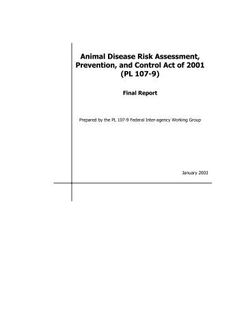 Animal Disease Risk Assessment, Prevention, and Control Act of ...