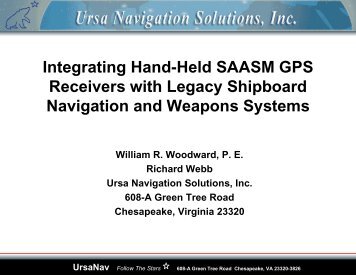 Integrating Hand-Held SAASM GPS Receivers with Legacy - UrsaNav